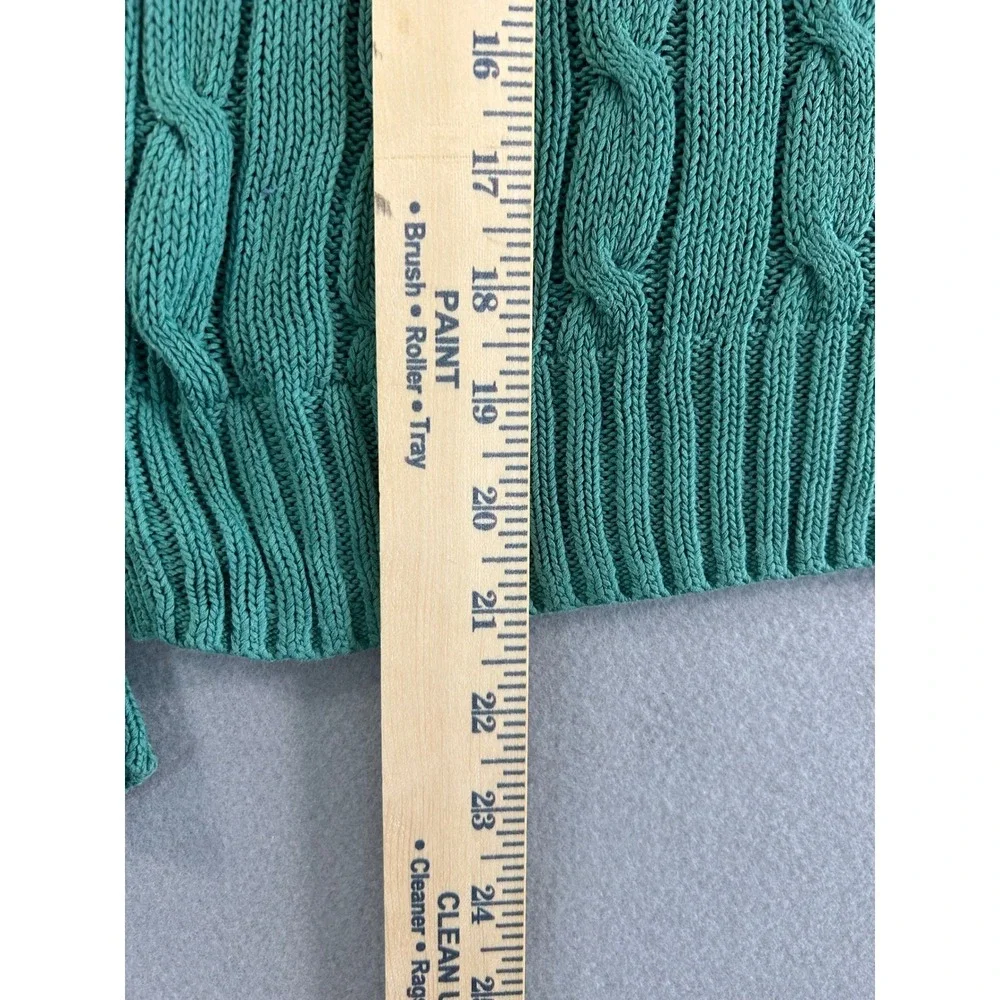 Polo Ralph Lauren Sweater Womens Small Teal Cable Knit Pima Cotton Pony Logo